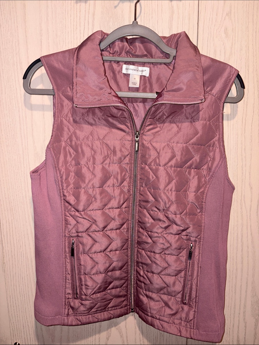 Christopher & Banks Quilted Vest - Dusty Rose